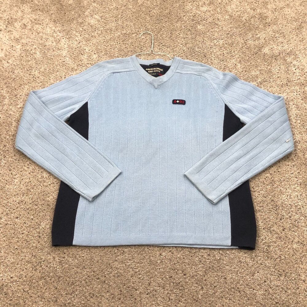 VTG Abercrombie & Fitch Sweater Adult Medium Blue Sweatshirt Muscle Knit Mens